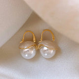 Enamel Pearl Pendant Earrings for Christmas Party