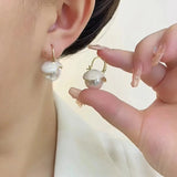 Enamel Pearl Pendant Earrings for Christmas Party