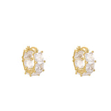 Zircon Block Hoop Earrings Xmas Party Girl's Accessories