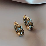 Zircon Block Hoop Earrings Xmas Party Girl's Accessories