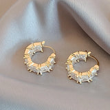 Zircon Block Hoop Earrings Xmas Party Girl's Accessories