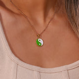 Y2K Colorful Enamel Circle Pendant Yingyang Coin Necklace