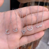 Arabic Love Letter Charm Necklace Micro Paved 5A Cubic Zirconia