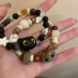 Dopamine Kitten Beaded Bracelet Cat Lover Hand Jewelry Gift For Her
