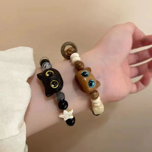 Dopamine Kitten Beaded Bracelet Cat Lover Hand Jewelry Gift For Her