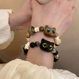 Dopamine Kitten Beaded Bracelet Cat Lover Hand Jewelry Gift For Her