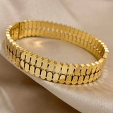 Doublelayer Oval Metal Beads Stainless Steel Bangle For Women