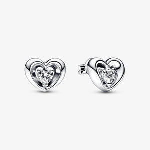 925 Silver Diamond Heart Earrings Romantic Gift