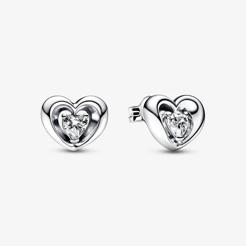 925 Silver Diamond Heart Earrings Romantic Gift