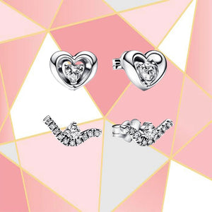 925 Silver Diamond Heart Earrings Romantic Gift