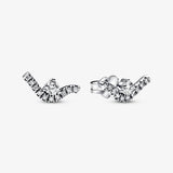 925 Silver Waves Diamond Heart Earrings Romantic Gift