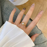 Baroque Pearl Ring Stainless Steel Geometric Charm Jewelry