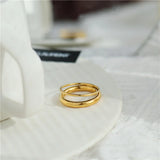 Baroque Pearl Ring Stainless Steel Geometric Charm Jewelry