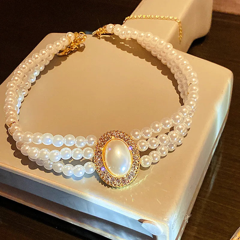 Baroque Pearl Choker Necklace Vintage Wedding Jewelry
