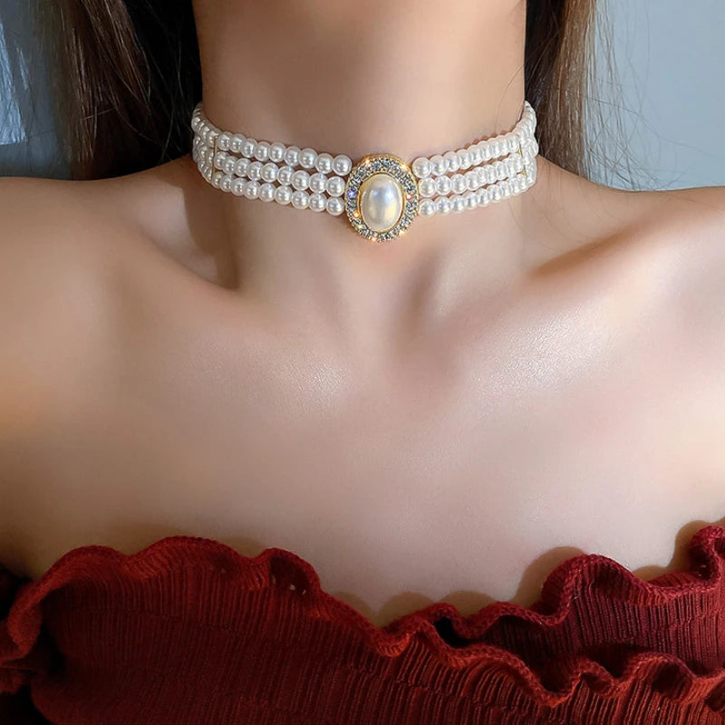 Baroque Pearl Choker Necklace Vintage Wedding Jewelry