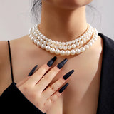 Pearl Beads Choker Chain Necklace Women Wedding Jewelry