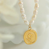 Natural Pearl Necklace Pendant 18K Stainless Steel Waterproof