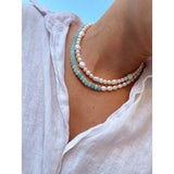 Natural Stone Pearl Necklace Freshwater Pearls Choker for Women