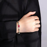Emerald Ruby Paraiba Tourmaline Leaf Bracelets Women Retro Gemstone Party