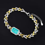 Emerald Ruby Paraiba Tourmaline Leaf Bracelets Women Retro Gemstone Party