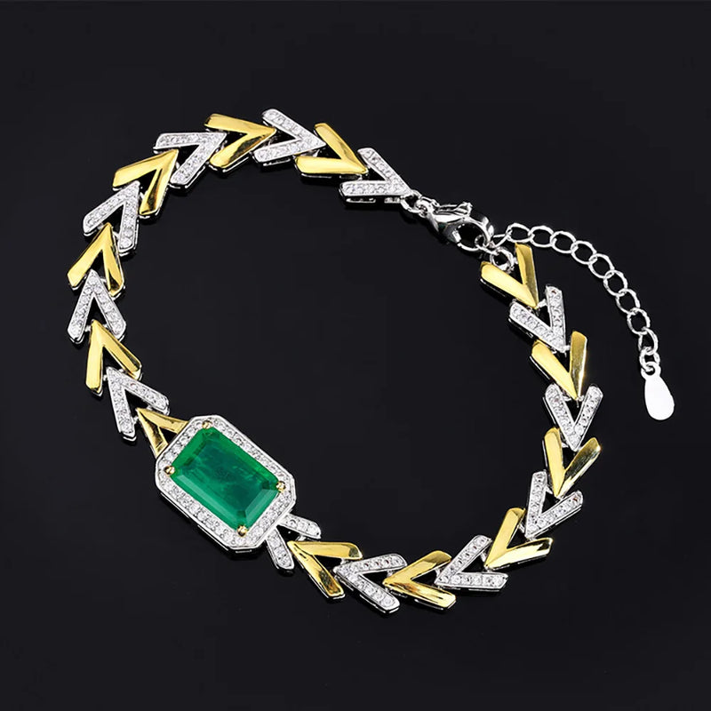 Emerald Ruby Paraiba Tourmaline Leaf Bracelets Women Retro Gemstone Party