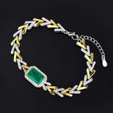 Emerald Ruby Paraiba Tourmaline Leaf Bracelets Women Retro Gemstone Party
