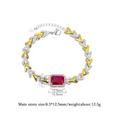 Emerald Ruby Paraiba Tourmaline Leaf Bracelets Women Retro Gemstone Party