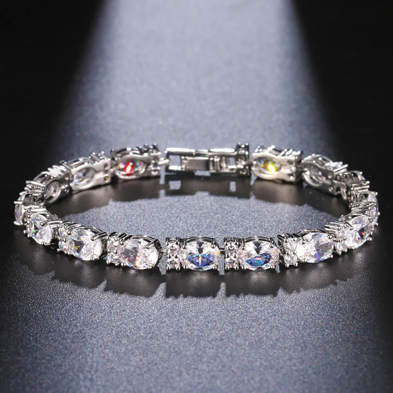 Gemstone Party Bracelet High Carbon Diamond 5A Zircon Anniversary Gift