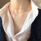 925 Silver Open Link Chain Choker Necklace