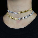 European Women Two Tone Yellow Micro Pave CZ Cuban Bracelet