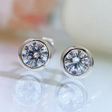 Mosan Diamond Earrings Women's Bag with Silver Edge