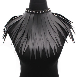 Exaggerated Gothic PU Leather Long Fringe Necklaces Women