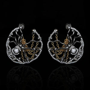 Spider Chain Hollow Earrings Gothic Style Party Jewelry