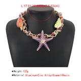 Starfish Shell Beaded Choker Necklace for Women