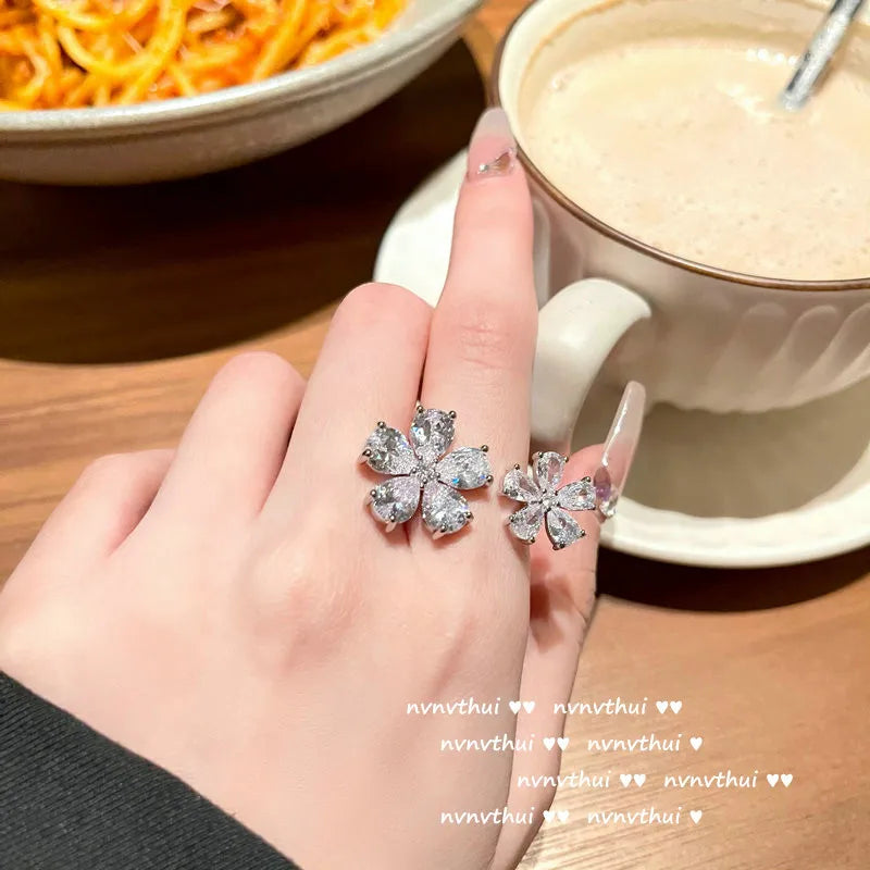 925 Silver Daisy Jewelry Sets with Zircon Stone for Women