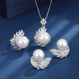 S925 Silver Zircon Pearl Set Wedding Bridal