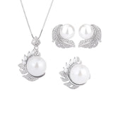 S925 Silver Zircon Pearl Set Wedding Bridal