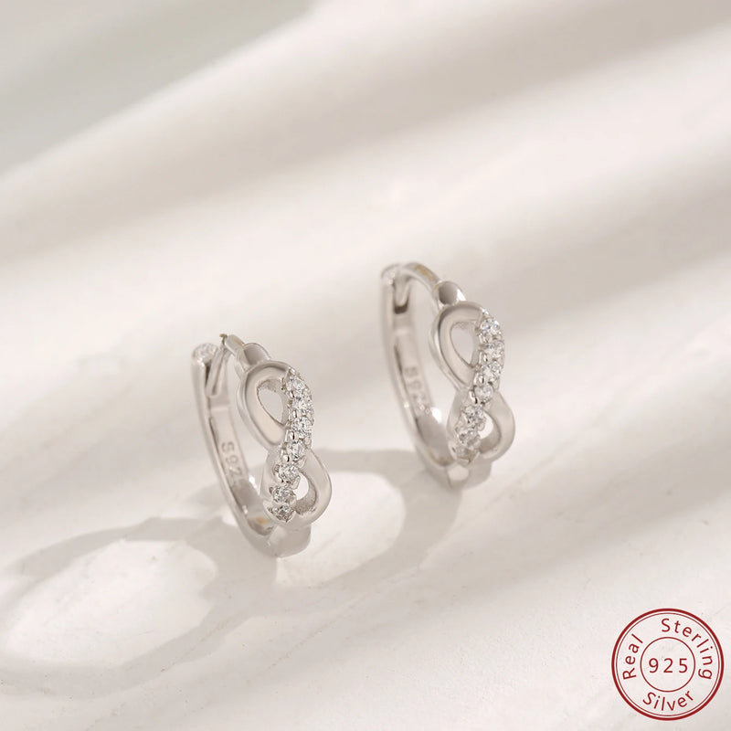 Zircon Infinite Symbol Earrings in 925 Sterling Silver