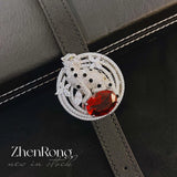 925 Sterling Silver Oval Ruby Leopard Bracelet