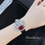 925 Sterling Silver Oval Ruby Leopard Bracelet