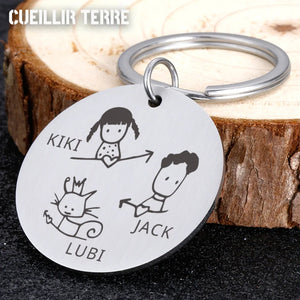 Family Love Keychain Personalized Gift Engraved For Parents Children