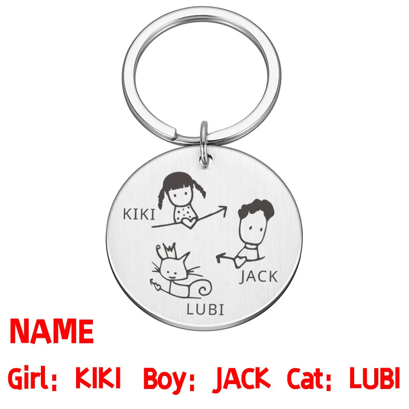 Family Love Keychain Personalized Gift Engraved For Parents Children