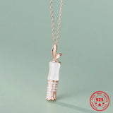 925 Silver Chalcedony Diamond Pendant Romantic Love Jewelry Gift