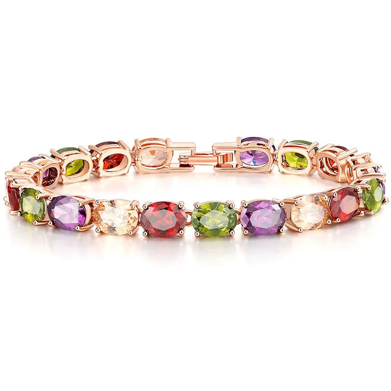 Rose Oval Bracelet Bangle Women Anniversary Gift Valentines