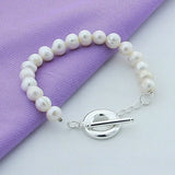 925 Silver Freshwater Pearl Bracelet Wedding Jewelry Gift