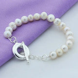 925 Silver Freshwater Pearl Bracelet Wedding Jewelry Gift