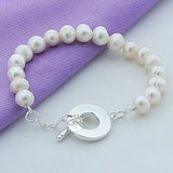 925 Silver Freshwater Pearl Bracelet Wedding Jewelry Gift