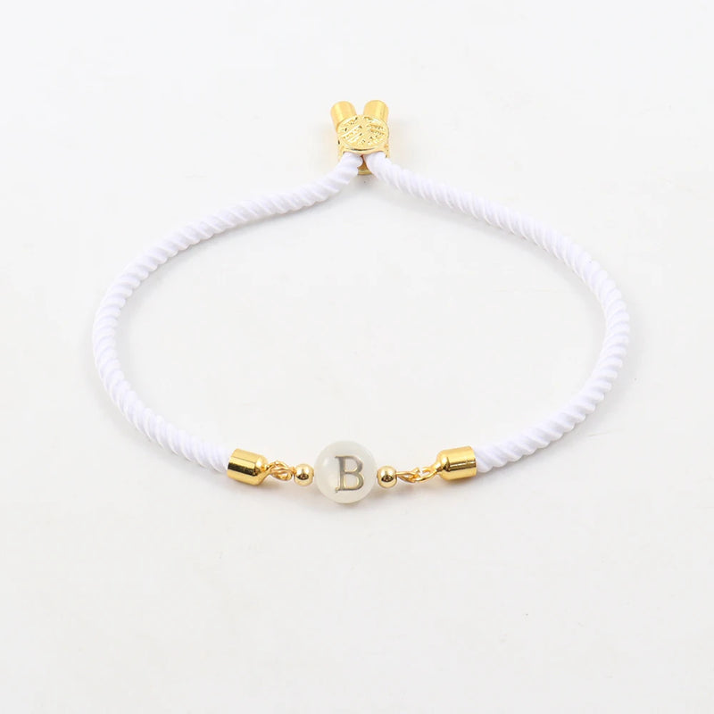 A-Z Initial Letter Bracelet Women Adjustable Rope Charm Bracelet