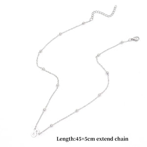 A-Z Initials Letter Necklace Stainless Steel Bead Chain Jewelry