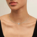 A-Z Initials Letter Necklace Stainless Steel Bead Chain Jewelry